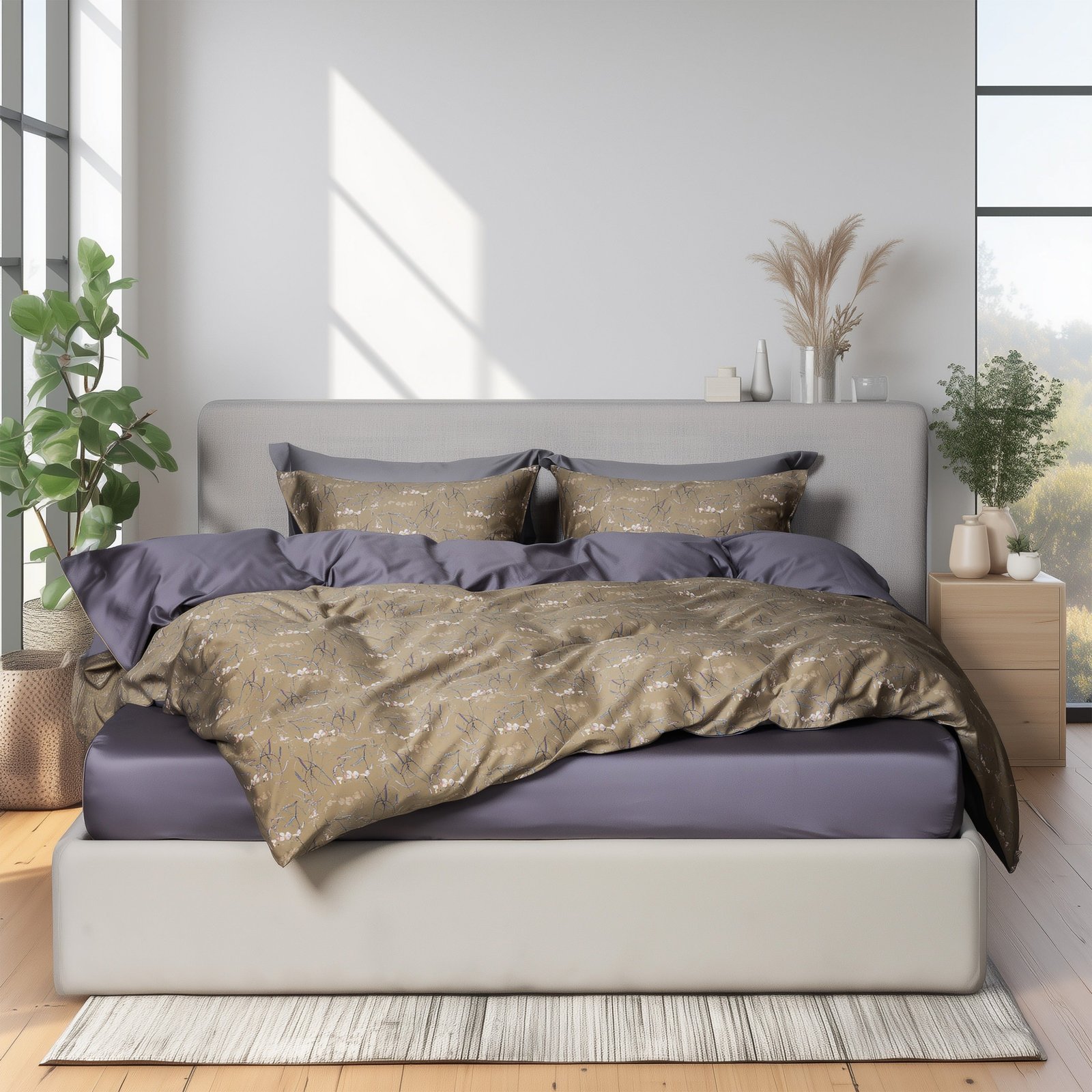 DecoFlux_DreamyKhaki Dreamy 4 Piece Bedding Set - Image 1