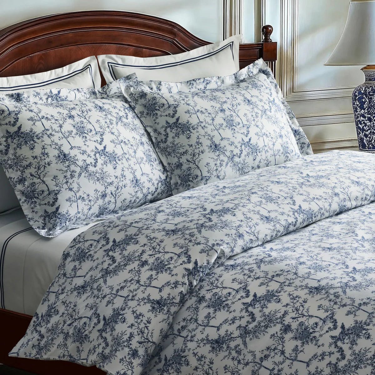 navytimeless1 Timeless Toile 4 Piece Bedding Set - Image 1